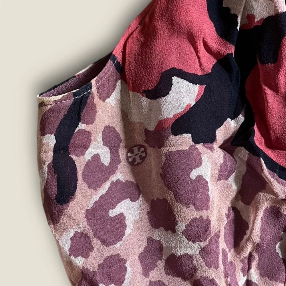 Tory Burch Dress Women's Sz 4 Floral Animal Lined Silk Halter Sleeveless READ! ✅